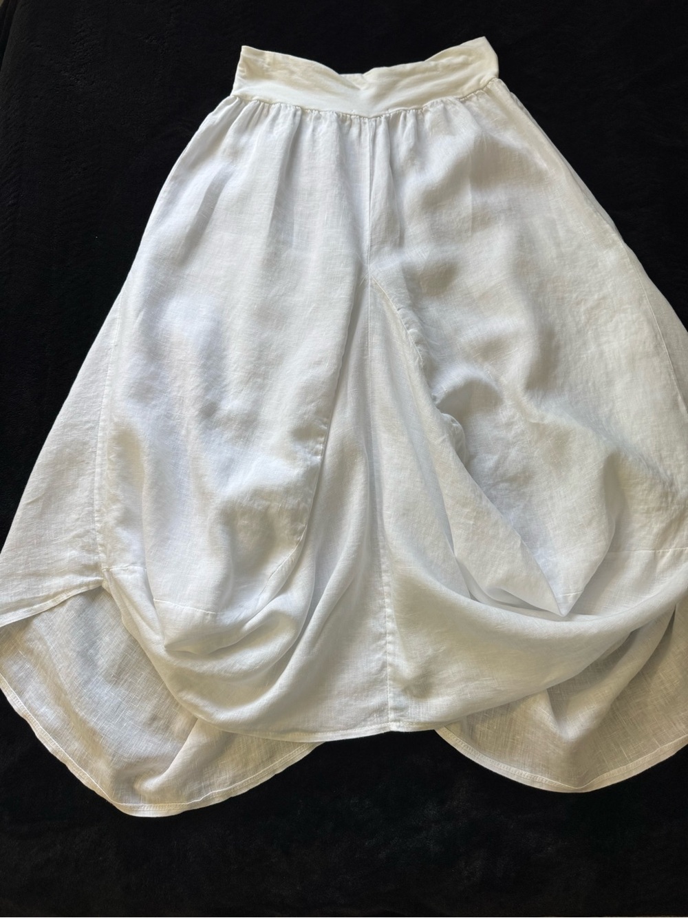 Tempo Paris Bubble Skirt Womens Sz M White Linen Jersey Boho Grunge Lagenlook - Picture 6 of 9